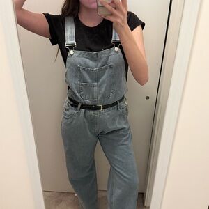 Classic Women's Denim Overalls - Washed Blue